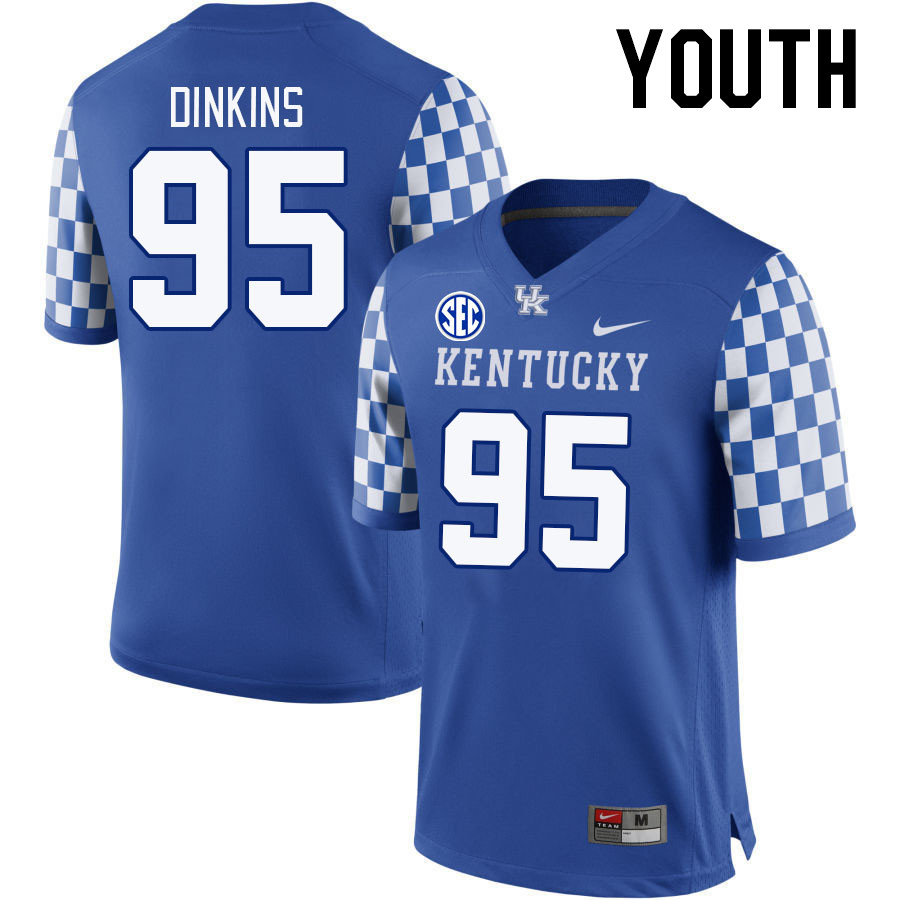 Youth #95 Jamarius Dinkins Kentucky Wildcats 2023 College Football Jerseys Stitched-Royal